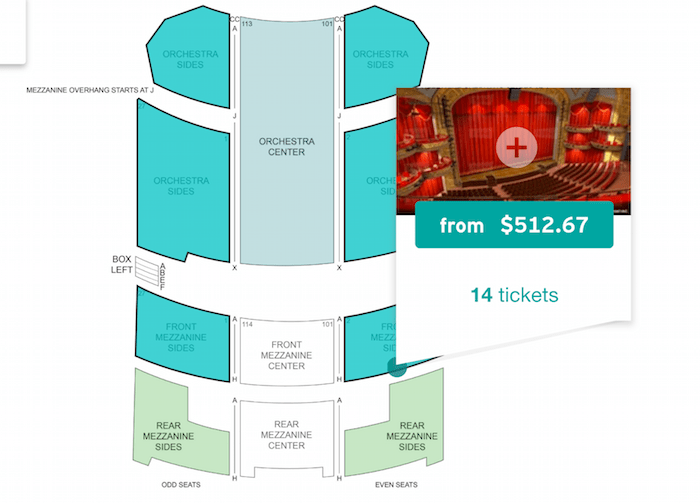 Stubhub's website features a seat view feature.