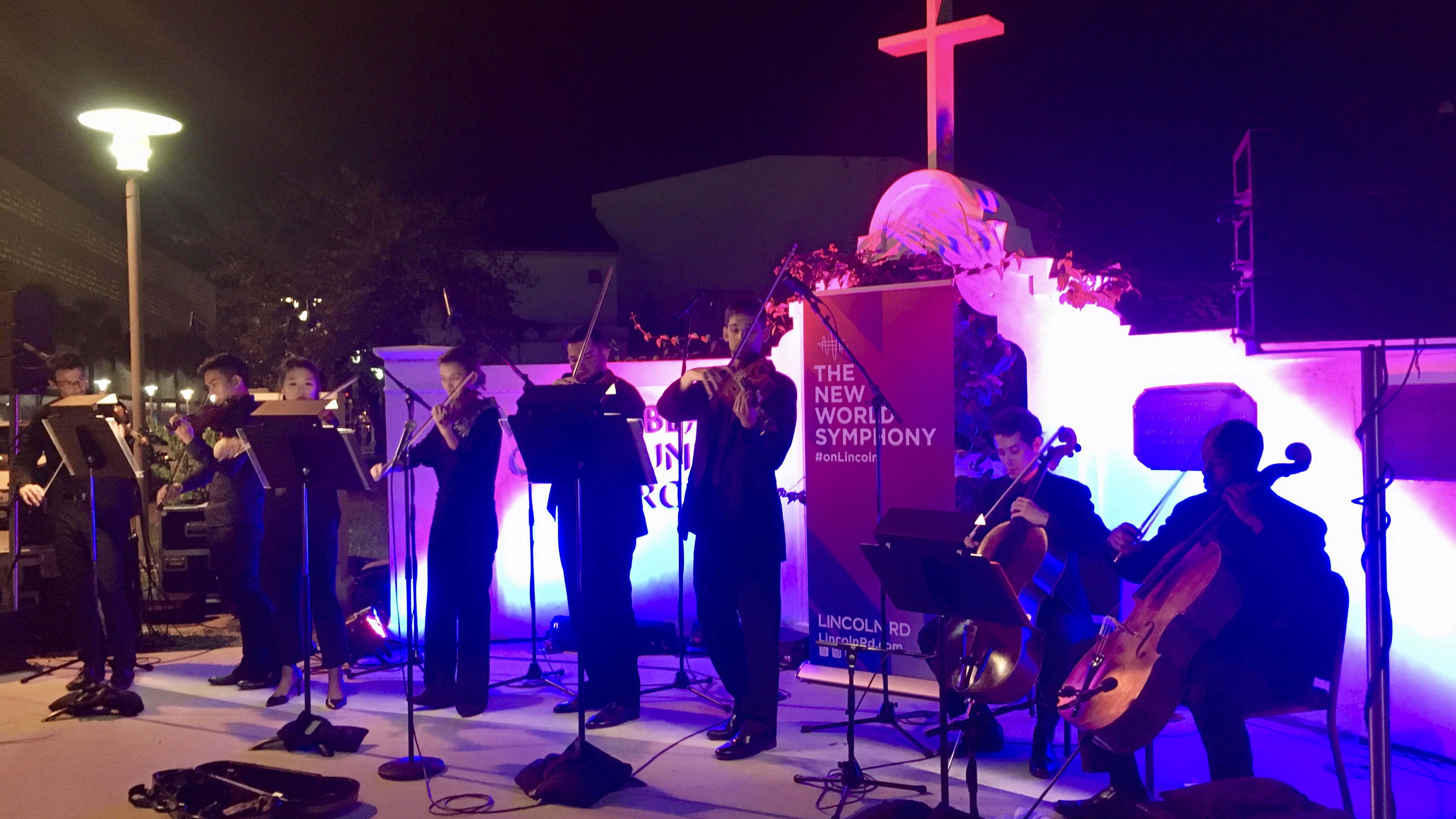 New World Symphony string players perform for tips on Lincoln Road (Photo: Brian Wise)