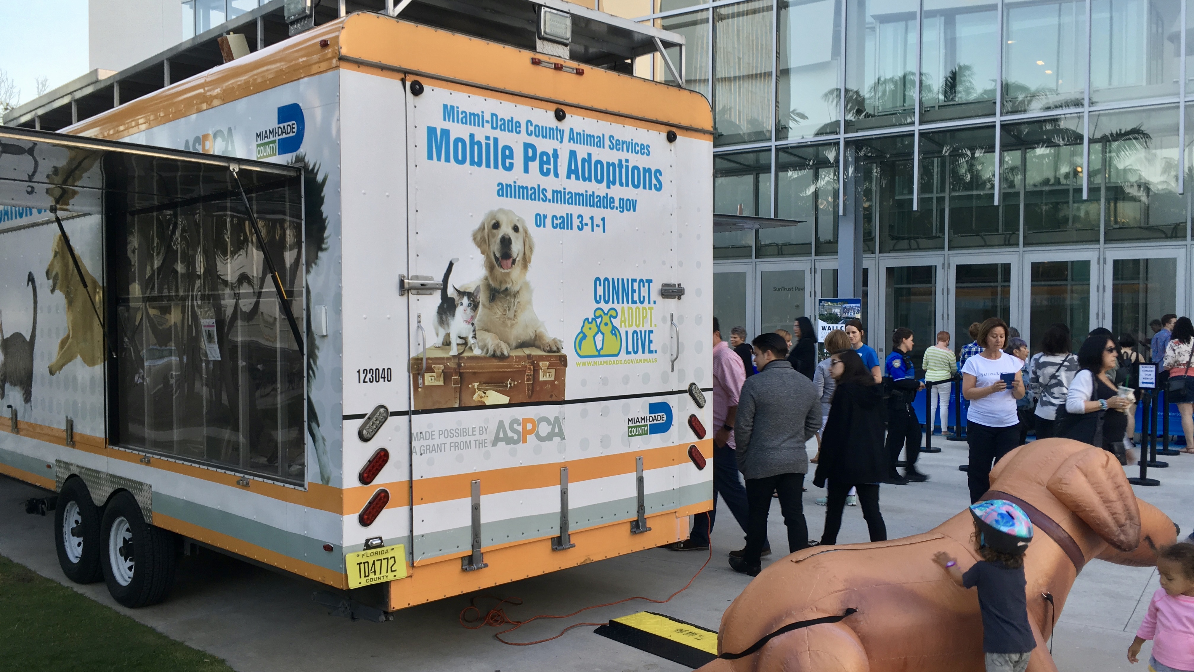 A pet adoption drive outside the New World Symphony concert in Miami, FL.