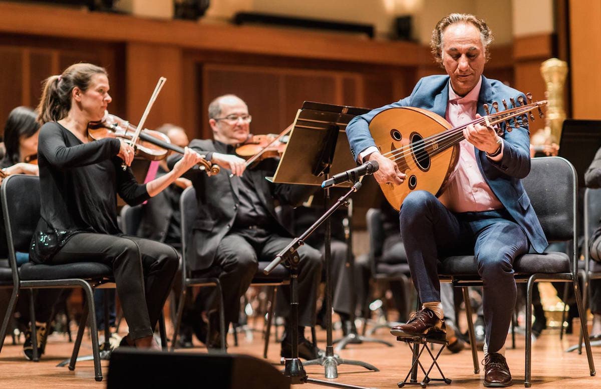 The Seattle Symphony performing with oud player Rahim Alhaj (Photo: Seattle Symphony/Facebook)